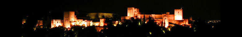 Nachtblick ber die Alhambra, Granada - Andalusien, Spanien.