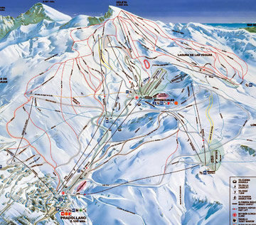 Sierra Nevada ski, Pradollano - map of ski pistes.