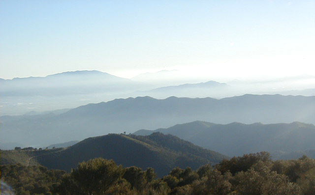 View over los Montes de Malaga, a small nature park, right behind the city (north)