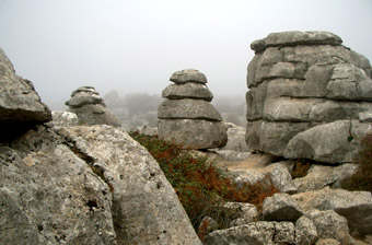 Rocks in the fog at Torcal de Antequera