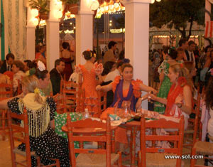 Inside a caseta on the Feria de Abril de Sevilla