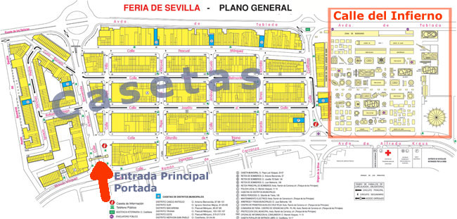 Fiera di Siviglia, mappa del luogo - Andalusia, Spagna.