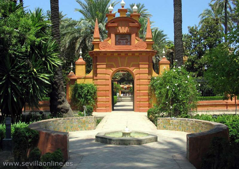 The english gardens at the Alcazar palace in Seville