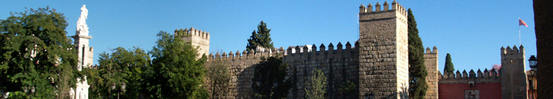 View from the outside of the Alcazar, with the entrance on the right.