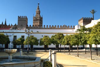 Patio de banderas et Giralda - Seville, Espagne