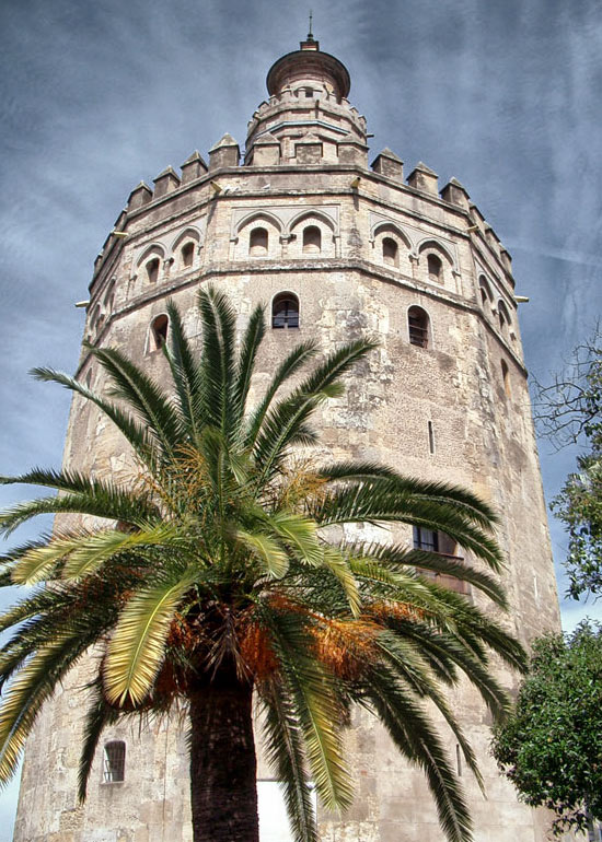 The Torre del Oro up close, Seville - Andalusia, Spain.Andalusia, Spain.